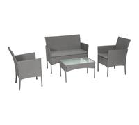 Happy Garden Salon de Jardin CORDOUE en résine tressée Grise et Coussins Gris. Ensemble Table et chaises d'extérieur pour 4 Personnes.