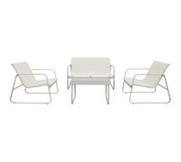 Happy Garden Salon de Jardin en textilène 4 Places Tenerife Beige - Canapé et fauteuils avec Table Basse - Structure Acier