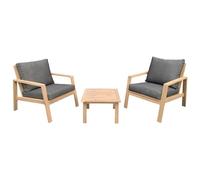Salon de jardin en acacia 2 places GILI - coussins gris