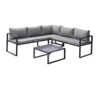 Happy Garden Salon de jardin modulable IBIZA 4 places tissu gris aluminium anthracite
