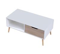 Happy Garden Table Basse avec tiroir Style scandinave Blanche Freja. Table de Salon en Bois avec Rangement. Table rectangulaire avec Pieds en Bois.