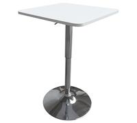 Happy Garden Table de bar Luke – Carrée blanche, pied chromé, réglable en hauteur