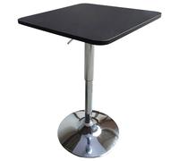 Happy Garden Table de bar Luke – Carrée réglable en hauteur, noire avec pied chromé