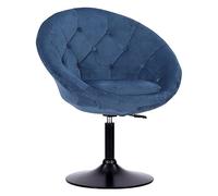 Happy Garden Tabouret de Bar Edgar en Velours Bleu. Tabouret de Bar au Style Moderne, Rotation a 360° et réglable en Hauteur. Tabouret de Cuisine avec Dossier, et Pied en métal