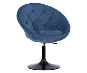 Happy Garden Tabouret de Bar Edgar en Velours Bleu. Tabouret de Bar au Style Moderne, Rotation a 360° et réglable en Hauteur. Tabouret de Cuisine avec Dossier, et Pied en métal