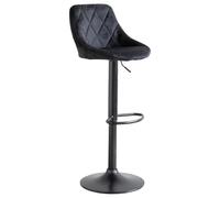 Happy Garden Tabouret de Bar en Velours Noir Robin. Chaise de Cuisine, au Design Moderne, avec Assise, réglable en Hauteur, Rotation à 360° et Repose-Pieds. Tabouret avec Dossier en Velours Noir.