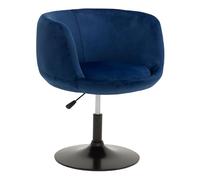 Happy Garden Tabouret de Bar Nolan en Velours Bleu. Tabouret de Bar au Style Moderne, Rotation a 360° et réglable en Hauteur. Tabouret de Cuisine avec Dossier, accoudoirs et Pied en métal