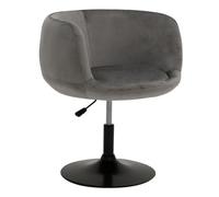 Happy Garden Tabouret de Bar Nolan en Velours Gris. Tabouret de Bar au Style Moderne, Rotation a 360° et réglable en Hauteur. Tabouret de Cuisine avec Dossier, accoudoirs et Pied en métal