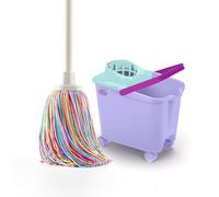 Happy Rainbow Balai serpillère avec Seau essoreur de 14 l et Roues rotatives Kit de Nettoyage Durable en Microfibre recy Idéal pour la Maison et Les sols, Lilas