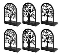 HappyHapi Lot de 3 Paires de Serre-Livres décoratifs en Forme d’Arbre en métal pour Livres Lourds pour étagère, Maison, Bureau, 16,5 x 12,9 x 8,9 cm