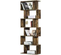 Happyment Bibliothèque Gigi OPEN - 6 compartiments - Marron - Bois - 60x23,5x160 cm - Bibliothèque pour le salon, la chambre à coucher & la chambre d'enfant