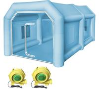 Happyment Cabine de peinture gonflable - 4 x 2,5 x 2,2 m - Avec 2 souffleries - Bleu - Pour voitures, motos et meubles