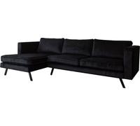 Happyment Canapé d'angle Deluxe - Velours - 3 places - Canapé lounge - Gris clair - 150x270 cm - Noir