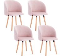 Happyment Chaise de salle à manger - Set de 4 - Velours rose - Avec accoudoirs - Chaise de salle à manger et de réunion - Hauteur de citron 47cm