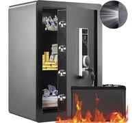 Happyment Coffre-fort électronique Deluxe - Empreinte digitale - Ininflammable - Avec alarme - Serrure à combinaison & Clé - 62L - Noir