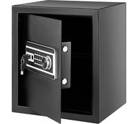 Happyment Coffre-fort ignifuge - Avec clé & serrure à combinaison - 48L - Coffre-fort électronique - Boîtier robuste en acier Q235 - Noir