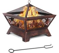 Happyment Luxe Panier à feu - Pour l'extérieur - Pot à feu de luxe avec pare-étincelles - Métal - 61x61x23 cm