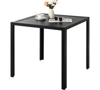 Happyment Table de jardin - Table à manger d'extérieur - Rectangulaire - Aluminium & WPC - 75x75x73 cm - Noir