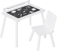 Happyment Table pour enfants Deluxe - Table pour enfants avec chaises - Table de jeu et de dessin - Bureau pour enfants - Blanc - MDF & pin - 68×51×43 cm