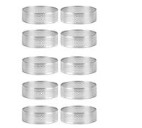 Happysnow Lot de 10 pièces anneaux à tartes ronds avec trous en acier inoxydable pour fruits, gâteaux, quiches, gâteaux, mousses, moule de cuisine de cuisson 7 cm