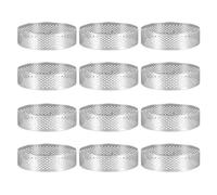 Happysnow Lot de 12 anneaux à gâteau en acier inoxydable, anneau à mousse de gâteau perforé de 8 cm, moule à gâteau rond, ustensiles de cuisson pour gâteaux ronds