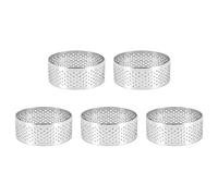 Happysnow Lot de 5 anneaux à gâteau perforés en acier inoxydable, anneaux à mousse de 5 cm, anneaux ronds DIY pour pâtisserie de desserts