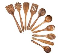 Happysnow Ustensiles de cuisine avec cuillères en bois de teck et spatule en bois pour la cuisine
