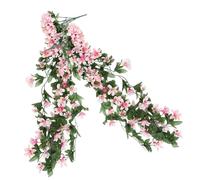 Happyyami 2 Pièces Fleur artificielle tenture murale décoration pendaison bouquets de soie succulent fausses plantes fake plants fleur suspendue mur faux lys de jardin habit en soie rose