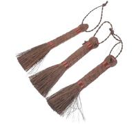 Happyyami 3 Pièces Brosse à Bonsaï en Fibres de Palmier, Petit Balai à Main Couleur Café, pour Bonsaï et Pots de Fleurs, Nettoyage Doux, Présent de Crémaillère