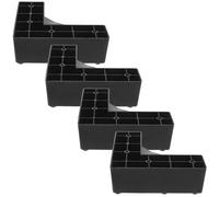 Happyyami 4 Pièces Rehausseurs de Canapé Noirs en Plastique Rigide, Pieds L | Base Plate, Trous Pré-percés Espacés de 7 et 5cm, Seize Vis Incluses, Résistance Humidité Corrosion, Style Moderne