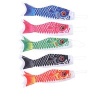 Happyyami 5 Pcs Manche À Air Carpe Streamer Poisson Drapeau Koinobori Suspendus Décor Koinobori Voilier Poissons Vent Streamer pour Sushi Bar Izakaya Chambre 40Cm