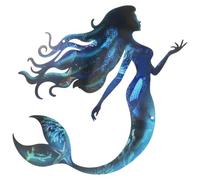 Happyyami Art Mural en Métal Installation Facile Sirène Bleu Design Élégant et Polyvalent pour Décoration Extérieure Jardin et Intérieur pour Pelouse et Maison