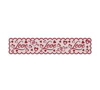 Happyyami Chemin de Table Ornement Multi-usage Rouge de Cœur en Dentelle en Polyester pour Saint-valentin pour Décoration Festive de Table à Manger ou Basse
