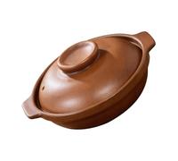 Happyyami Cocotte en Argile Marron 1,3l avec Couvercle, Compatible Tous Feux, Facile à Nettoyer, pour Cuisson de Riz et Mijotés Cuisine