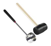 Happyyami Manche en Bois Ouvre-noix et Ensemble 2 Pièces en Acier Inoxydable Marteau en Caoutchouc Ustensile Cuisine Pratique pour Ouvrir Noix et Fruits à Coque