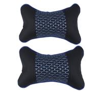 Happyyami Oreiller Coussin de Confort Bleu de Repos Cervical Ergonomique en Cuir Synthétique et Coton PP pour Siège Conducteur pour Appui-tête de Voiture