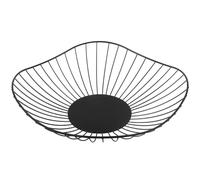 Happyyami Panier à Fruits et Cadre Robuste en Métal Noir Grande Capacité, Structure Ajourée Ronde Organiseur Créatif pour Rangement de Collations Cuisine