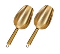 Happyyami Pelles à Glace en Acier Inoxydable Lot de 2, Doré, pour Glace Carbonique et Glaçons, Pelle à Pellets, Ustensiles Cuisine Inox Professionnel