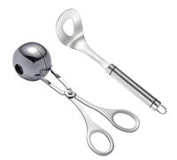 Happyyami Pince à Boulettes de Viande Résistante la Rouille et Sécuritaire Aliments en Acier Inoxydable Argenté Cuillère et Clip à Boulettes Cuisine à Domicile Réutilisable