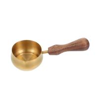 Happyyami Pot à Lait en Acier Inoxydable 110ml avec Poignée en Bois Créative et Bec Verseur Multifonctionnel pour Café Expresso à Domicile Bureau