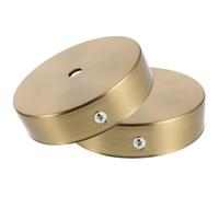 Happyyami Rosace de plafond pour suspension lumineuse, plafonnier suspendu en métal doré, lot de 2, 10 cm rond avec traverse et vis, trou central de 1 cm, pour salons et chambres