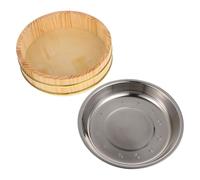 Happyyami Seau à Riz en Bois Rond pour Sushi Cuisine Japonaise, Récipient de Conservation Culinaire en Acier Inoxydable, Bol de Mélange pour Restaurant et Maison