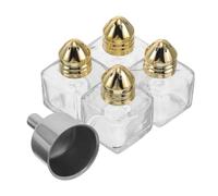 Happyyami Set de 4 Mini Salières et Poivrières de 15ml en Verre et Acier Inoxydable avec Entonnoir, Compactes et Étanches, Cuisine, Camping et Pique-niques