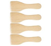 Happyyami Set de 4 spatules en bois de hêtre non adhésives pour cuisson et cuisine, texture en bois visible, dimensions 12,5 x 4,5 cm, accessoires pour tâches culinaires