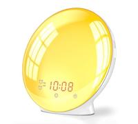 HAPUHOM Réveil Lumineux, Réveil avec Simulation De Lever De Soleil, Double Alarme, Aide Au Sommeil, Machine à Bruit Blanc, Lampe De Lever De Soleil pour Les Enfants et Les Adultes
