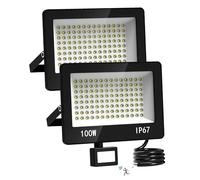 HAPYLUMI Projecteur LED Extérieur 100W 10000LM avec Détecteur, 2 Pièces | Spot LED Extérieur Detecteur, 6500K Blanc Froid, Éclairage de Sécurité, IP67 Étanche, pour Garage Jardin Entrée Route