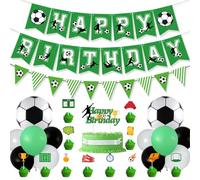 HAPZUR Kit Décoration Anniversaire Foot | 1 Ensemble Complet pour Garçon & Fille - Bannière Joyeux Anniversaire, Déco Gâteau | Ambiance Football Parfaite