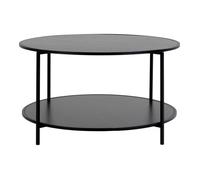 HARALD - Table Basse Ronde Acier et Effet Bois Noir