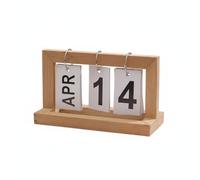 harayaa Calendrier de Bureau à Feuillets Calendrier de Table Présentoir de Date Organiseur Quotidien Cadre Rectangulaire Ouvert, Couleur Bois D Origine, Calendrier À Feuilles Mobiles Modèle Assemblé