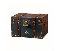 harayaa Coffre Antique Serrure en Bois Massif Métal pour Rangement Bijoux Documents Souvenirs sur Bureau, Vert Émeraude, L, Petit Verrou